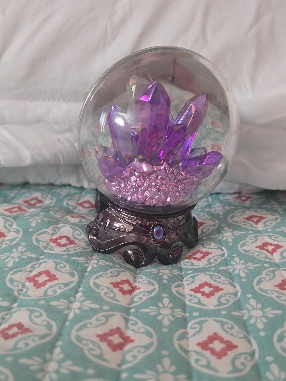 Bath And Body Plug In Purple Crystal Snow Globe with Decorative Base